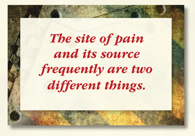 The site of pain and its source frequently are two different things.