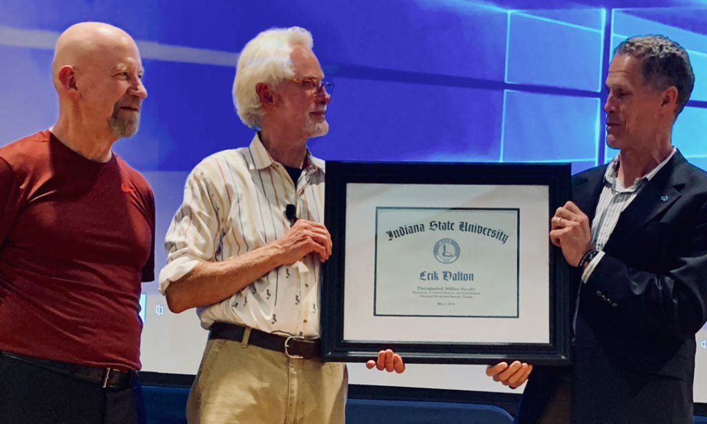 Indiana State University’s Applied Medicine and Rehabilitation Department honoring Erik Dalton with a "Distinguished Affiliate Faculty Member" award.